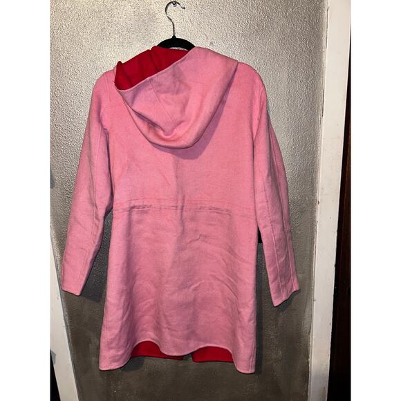 Desigual  Lenzy Winter Barbie Fun Playful Pink Red Wool Reversible Hoodie Coat - Picture 8 of 14